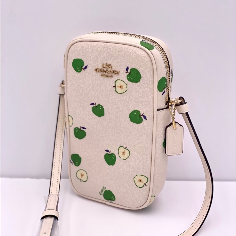 Coach North/South Zip Crossbody With Apple Print - Picture 7 of 8